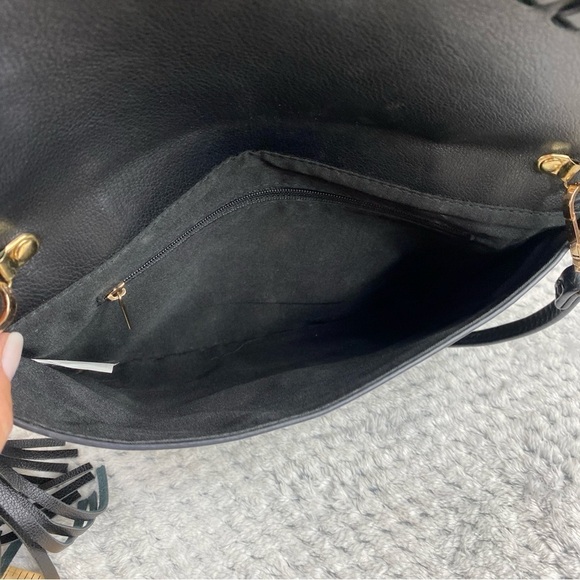 Unbranded Faux Leather Vegan Leather Black Envelope Perforated Clutch Crossbody - Picture 5 of 12